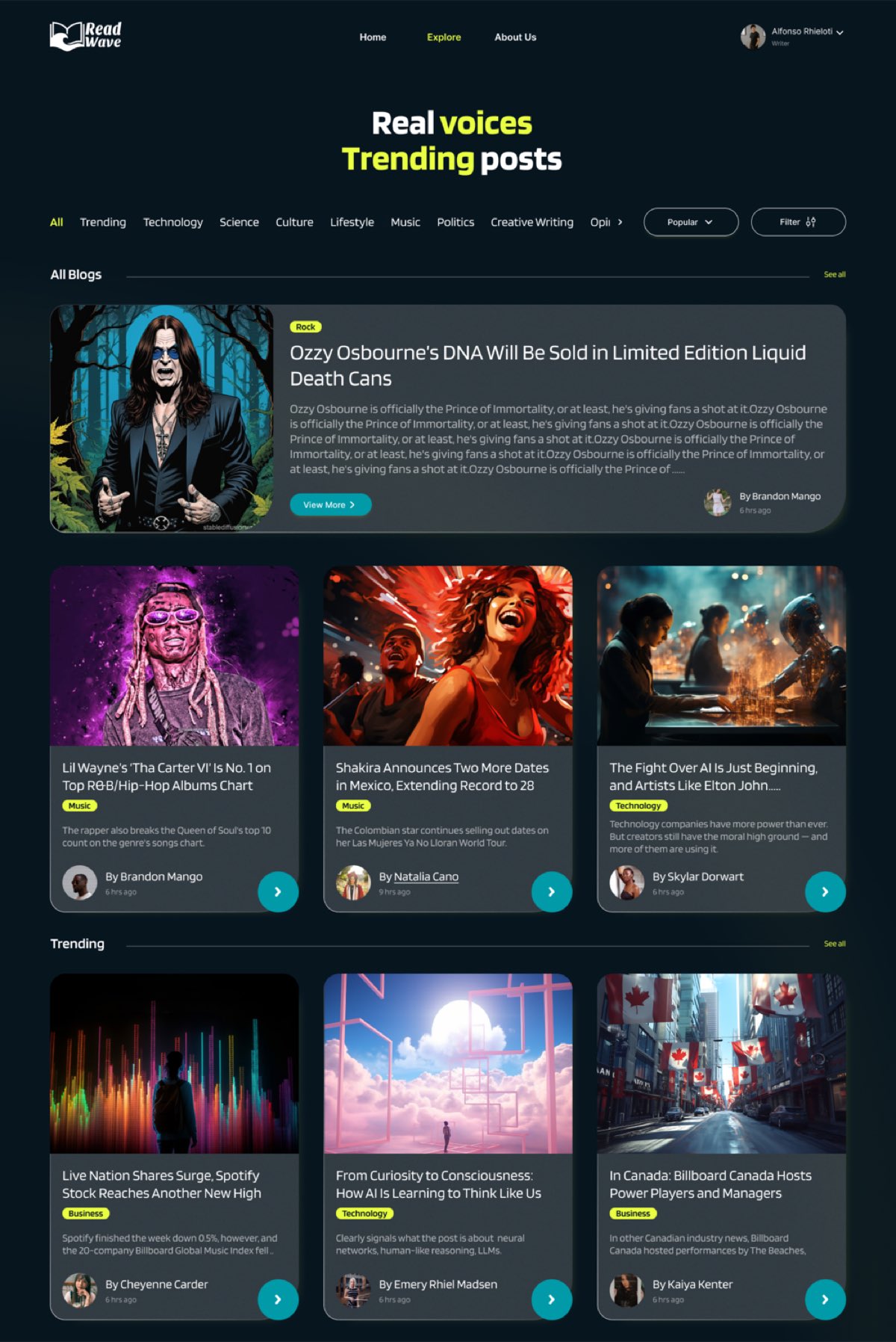 ReadWave Explore Screen